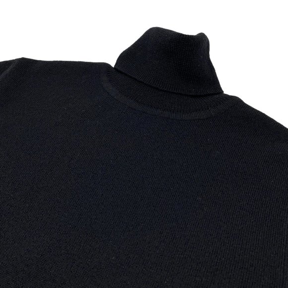 HERMES Vintage H Logo Turtleneck Sweater Top Knit Black White Wool Rank [102308] - Picture 9 of 10